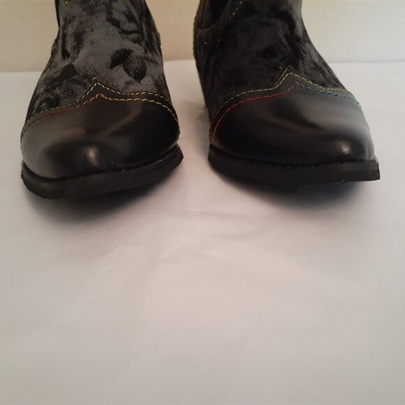 L' Artiste Country Pop Velvet and Leather Booties - Picture 7 of 16